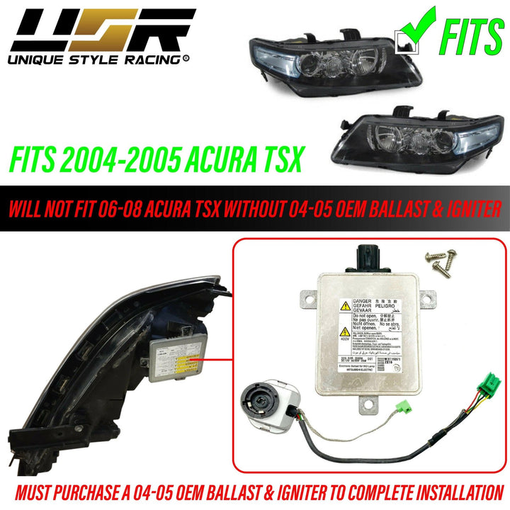 2004 - 2005 Acura TSX JDM CL7 Blue Corner D2S Projector Headlights