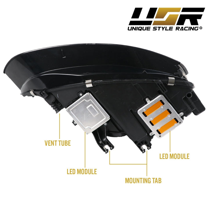 2013 - 2016 Audi A4 B8 Sedan / Wagon Black Housing LED DRL S4 Projector Style Headlights