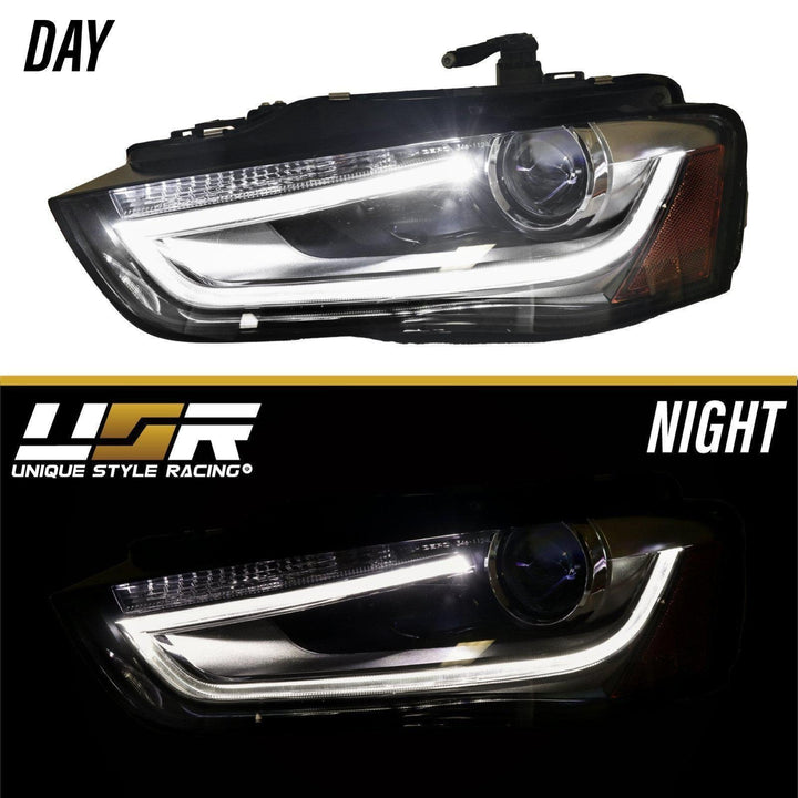 2013 - 2016 Audi A4 B8 Sedan / Wagon Black Housing LED DRL S4 Projector Style Headlights