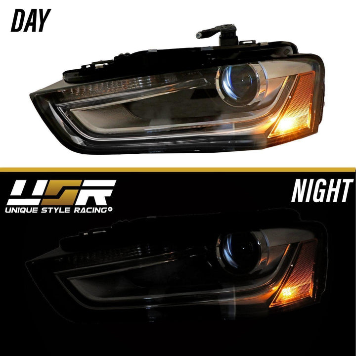 2013 - 2016 Audi A4 B8 Sedan / Wagon Black Housing LED DRL S4 Projector Style Headlights