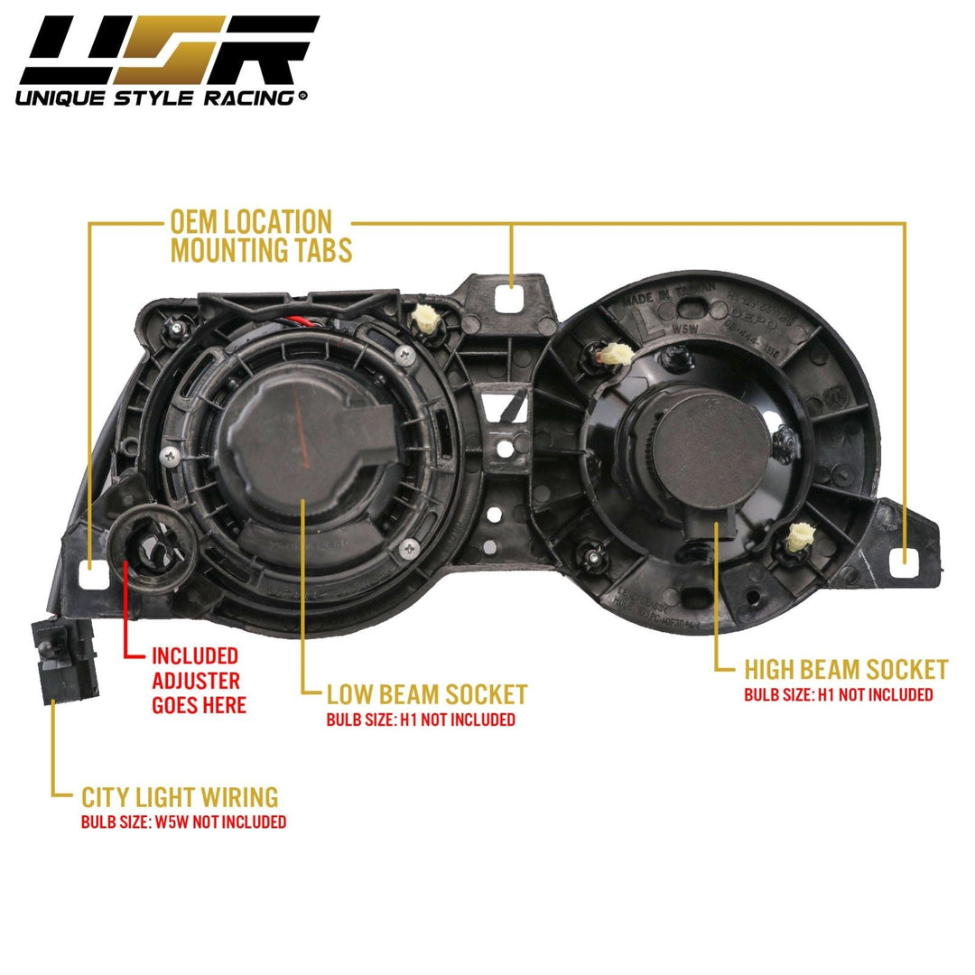 1984 - 1991 BMW E30 3 Series Euro Smiley Cross Hair Projector Glass Lens Headlights