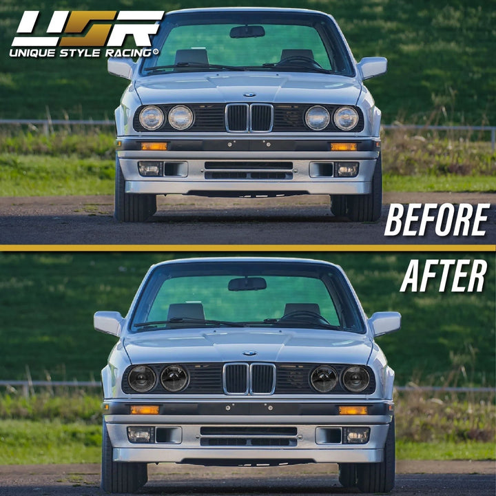 1984 - 1991 BMW E30 3 Series Euro Smiley Cross Hair Projector Glass Lens Headlights