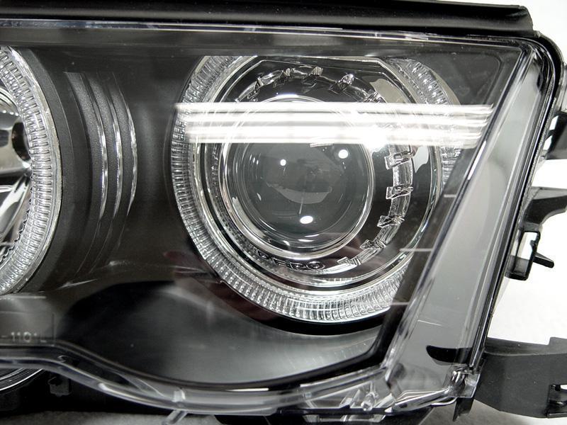 1992 - 2001 BMW 3 Series E46 4D Sedan / 5D Wagon Angel Eye Projector Headlight with Optional UHP LED Halo Rings For Factory Halogen Models