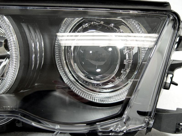 1992 - 2001 BMW 3 Series E46 4D Sedan / 5D Wagon Angel Eye Projector Headlight with Optional UHP LED Halo Rings For Factory Halogen Models