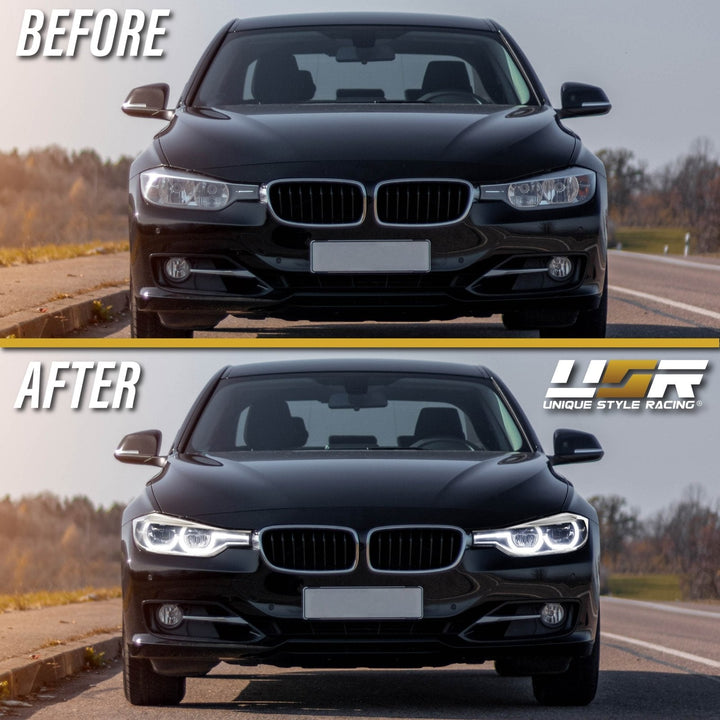 2012 - 2018 BMW F30 / F31 3 Series 4D Sedan / 5D Wagon LCI Style Angel Eye Halo Rings Full LED Headlight Upgrade