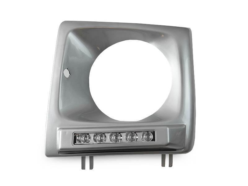 1990 - 2014 Mercedes G Class Wagon W463 / W463 G63 Style 5 Round LED Painted Headlight Bezel with LED DRL Daytime Running Light