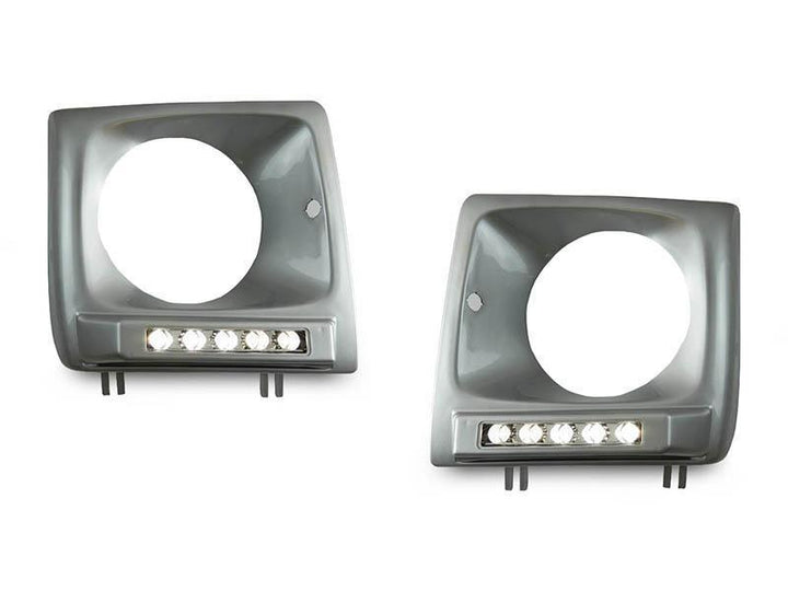 1990 - 2014 Mercedes G Class Wagon W463 / W463 G63 Style 5 Round LED Painted Headlight Bezel with LED DRL Daytime Running Light