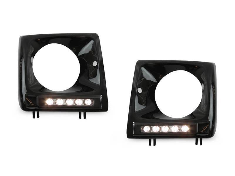 1990 - 2014 Mercedes G Class Wagon W463 / W463 G63 Style 5 Round LED Painted Headlight Bezel with LED DRL Daytime Running Light