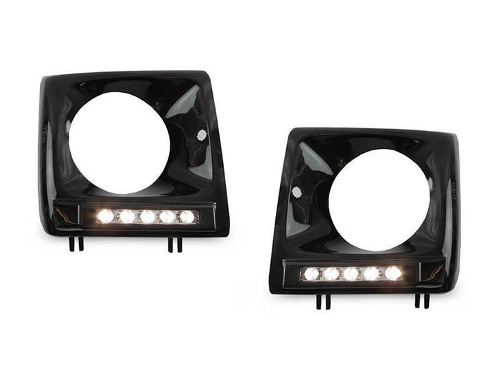 1990 - 2014 Mercedes G Class Wagon W463 / W463 G63 Style 5 Round LED Painted Headlight Bezel with LED DRL Daytime Running Light