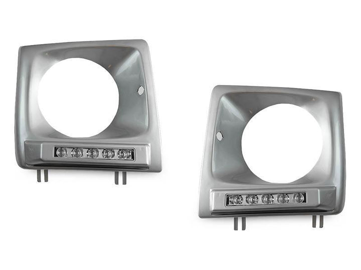 1990 - 2014 Mercedes G Class Wagon W463 / W463 G63 Style 5 Round LED Painted Headlight Bezel with LED DRL Daytime Running Light