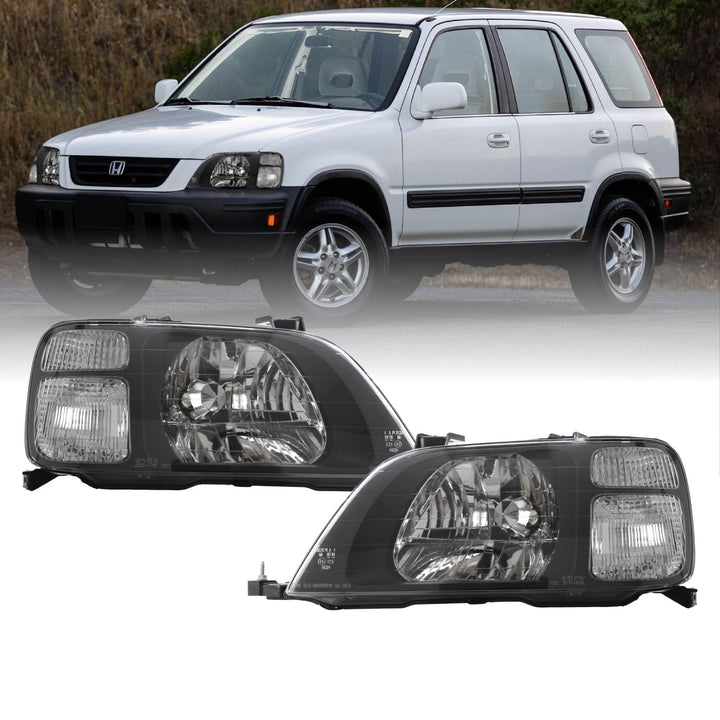 1997 - 2001 Honda CRV CRV JDM Style Black Housing Clear Corner Headlights