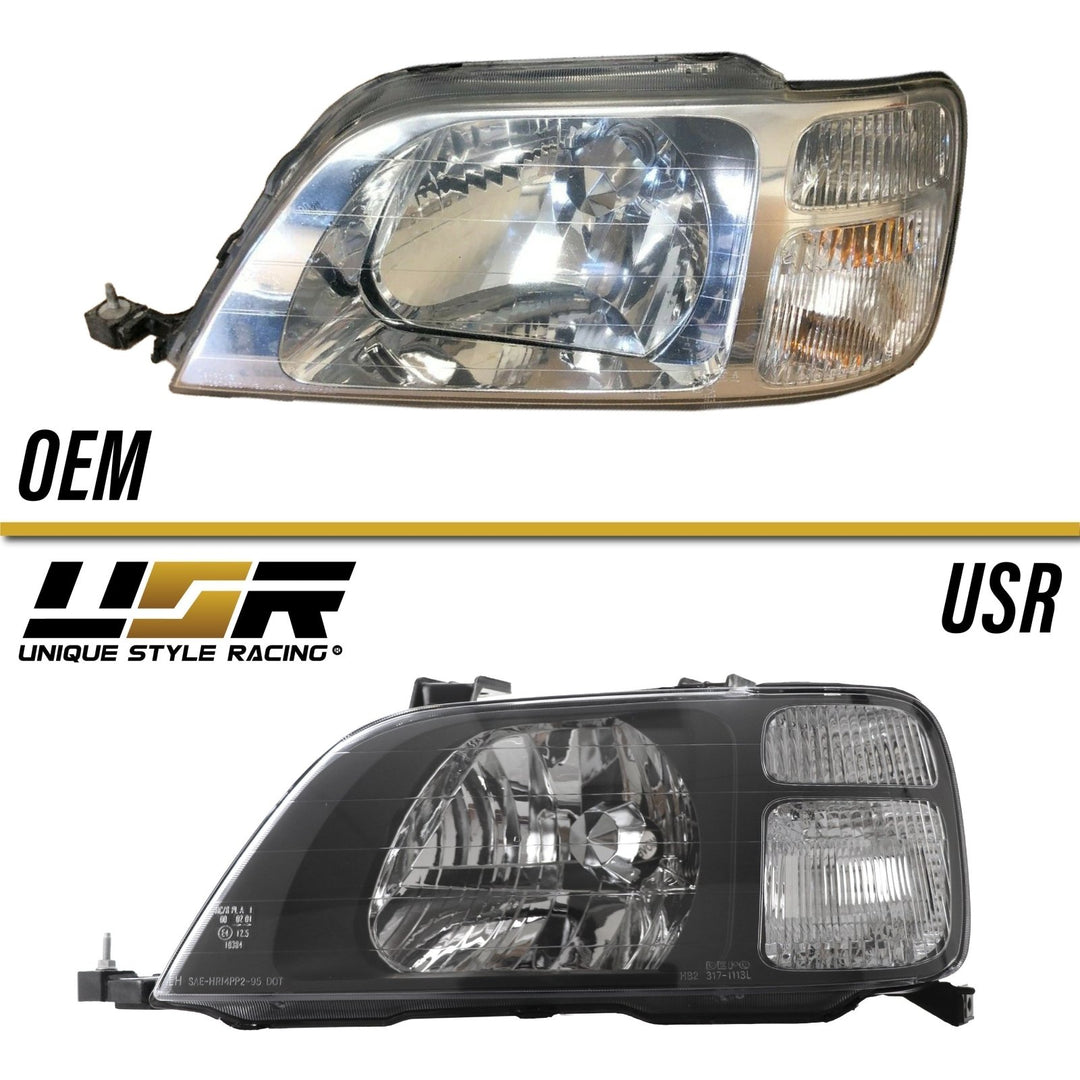 1997 - 2001 Honda CRV CRV JDM Style Black Housing Clear Corner Headlights