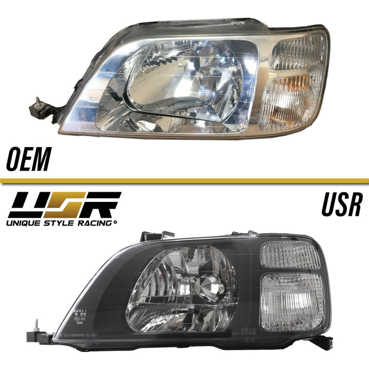 1997 - 2001 Honda CRV CRV JDM Style Black Housing Clear Corner Headlights