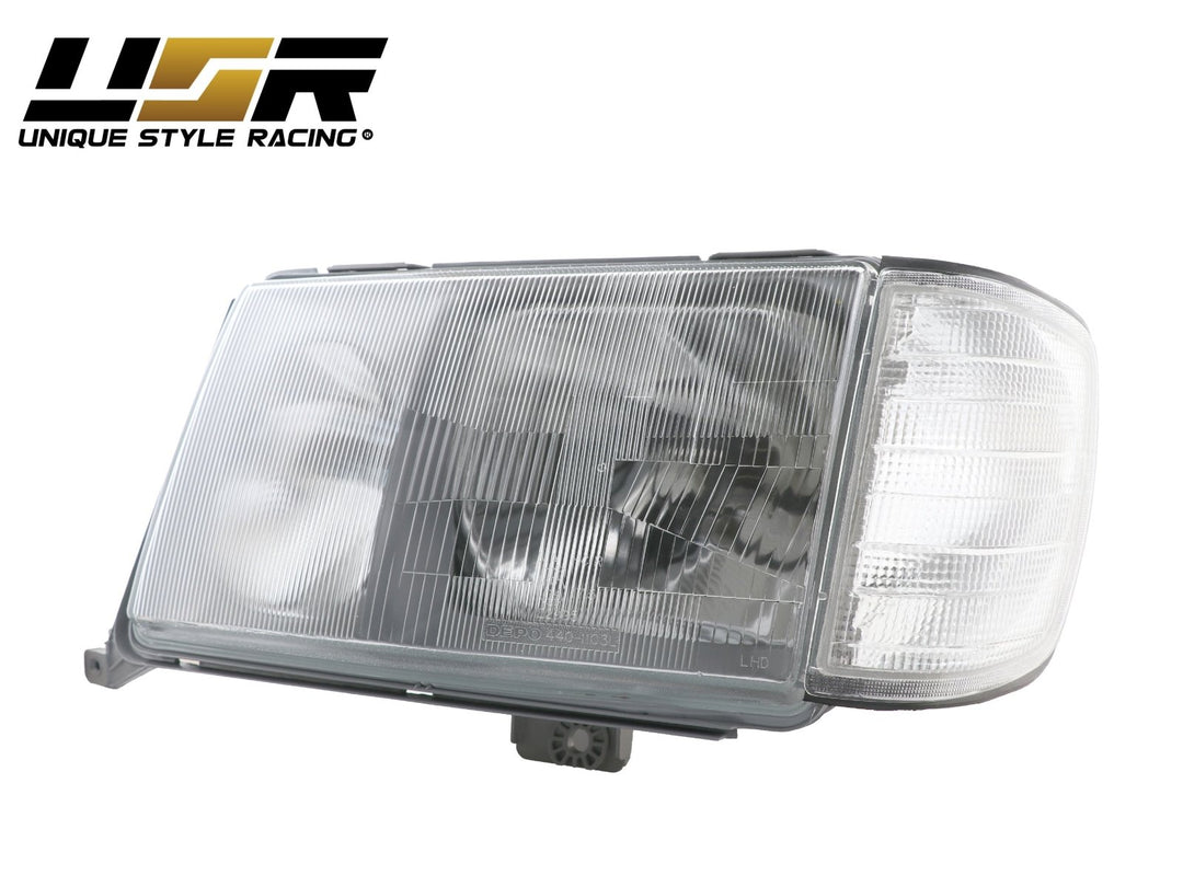 1986 - 1993 Mercedes Benz W124 E Class Euro Headlights with Corner Lights and Wiring Included
