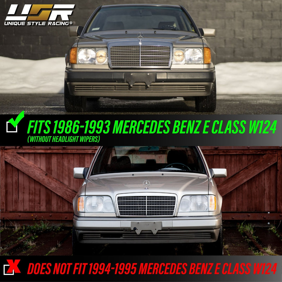 1986 - 1993 Mercedes Benz W124 E Class Euro Headlights with Corner Lights and Wiring Included