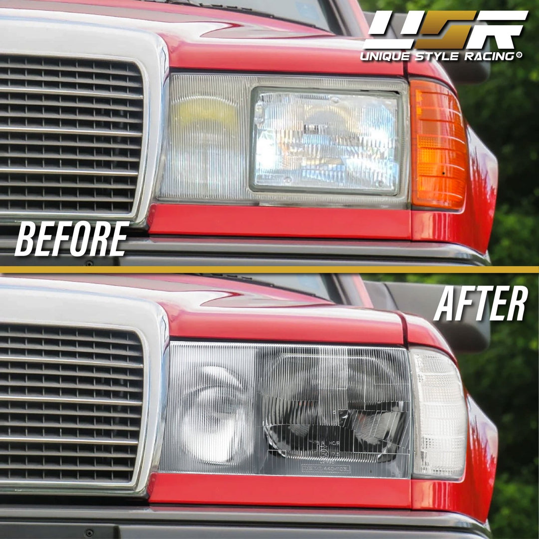 1986 - 1993 Mercedes Benz W124 E Class Euro Headlights with Corner Lights and Wiring Included
