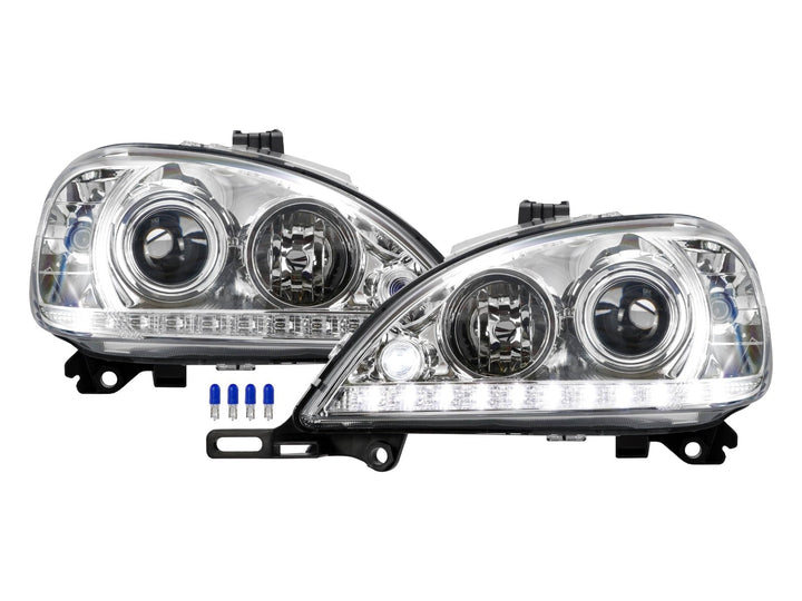2002 - 2005 Mercedes M Class W163 White LED Strip Projector Headlight