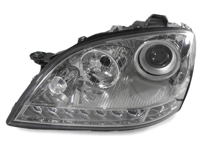 2006-2008 Mercedes Benz M Class W164 White LED Strip Chrome or Black Housing Projector Headlight For Stock Halogen Model
#housing-color_chrome-housing-clear-lens-white-led-strip-projector