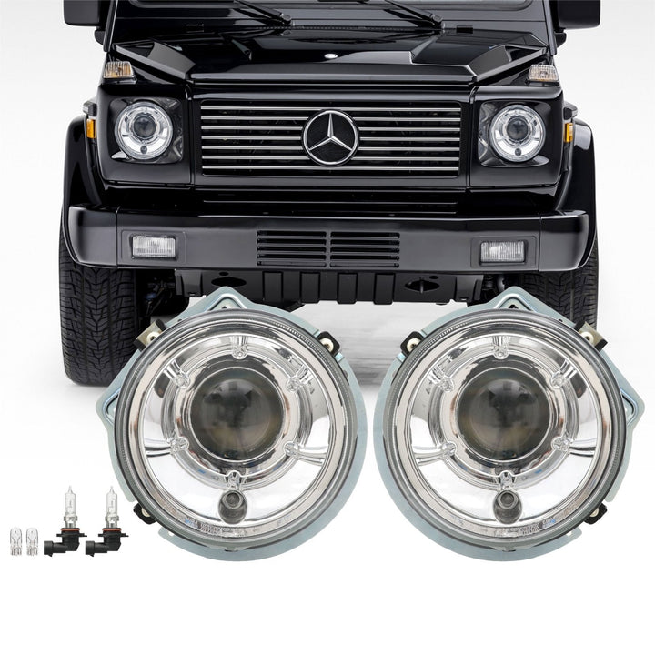 2002-2006 Mercedes Benz G Class Wagon W463 FACELIFT Style GLASS Lens Projector Headlight With Optional Xenon HID
#housing-color_chrome-housing