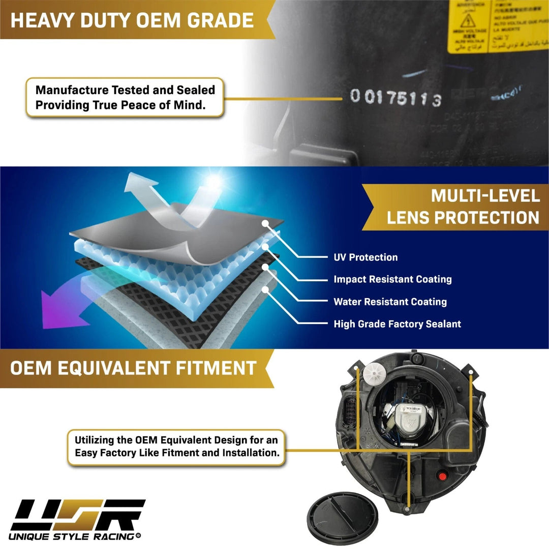 2007 - 2018 Mercedes W463 G Class Wagon W464 Style Halo LED Ring Xenon Headlights