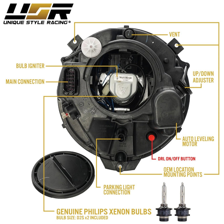 2007 - 2018 Mercedes W463 G Class Wagon W464 Style Halo LED Ring Xenon Headlights