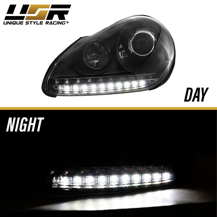 2003 - 2006 Porsche Cayenne 955 9PA Black Projector Headlights For Factory Halogen Models