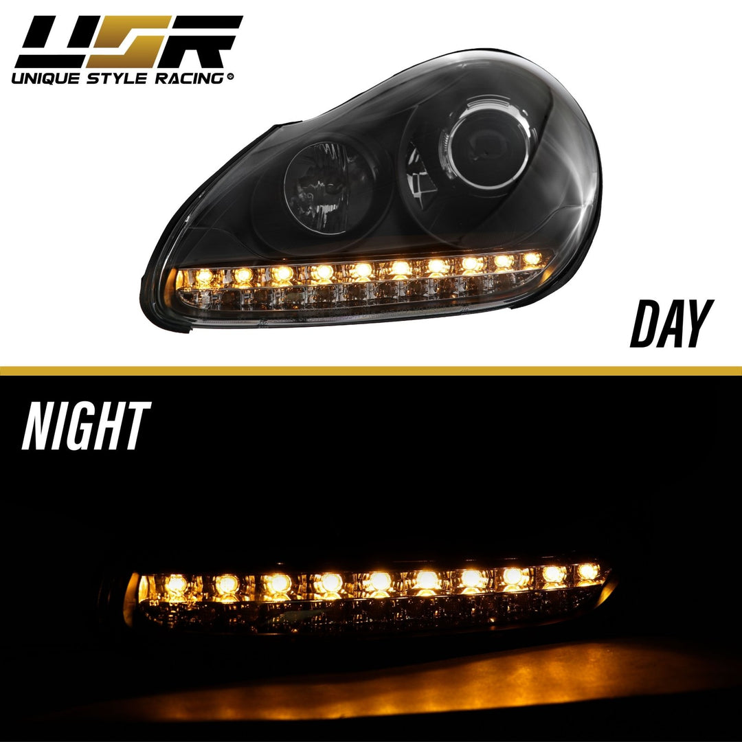 2003 - 2006 Porsche Cayenne 955 9PA Black Projector Headlights For Factory Halogen Models