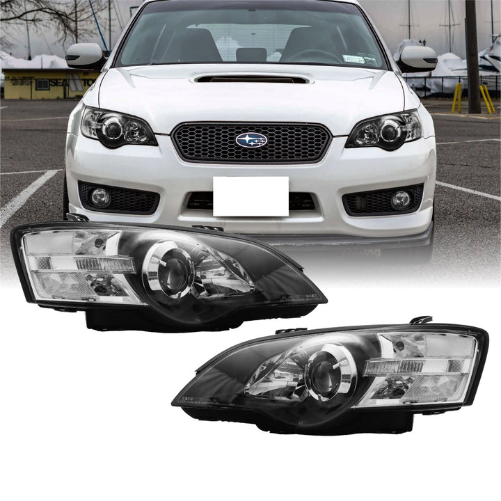 2005 - 2007 Subaru Legacy / Outback JDM Black/Clear Projector Headlights