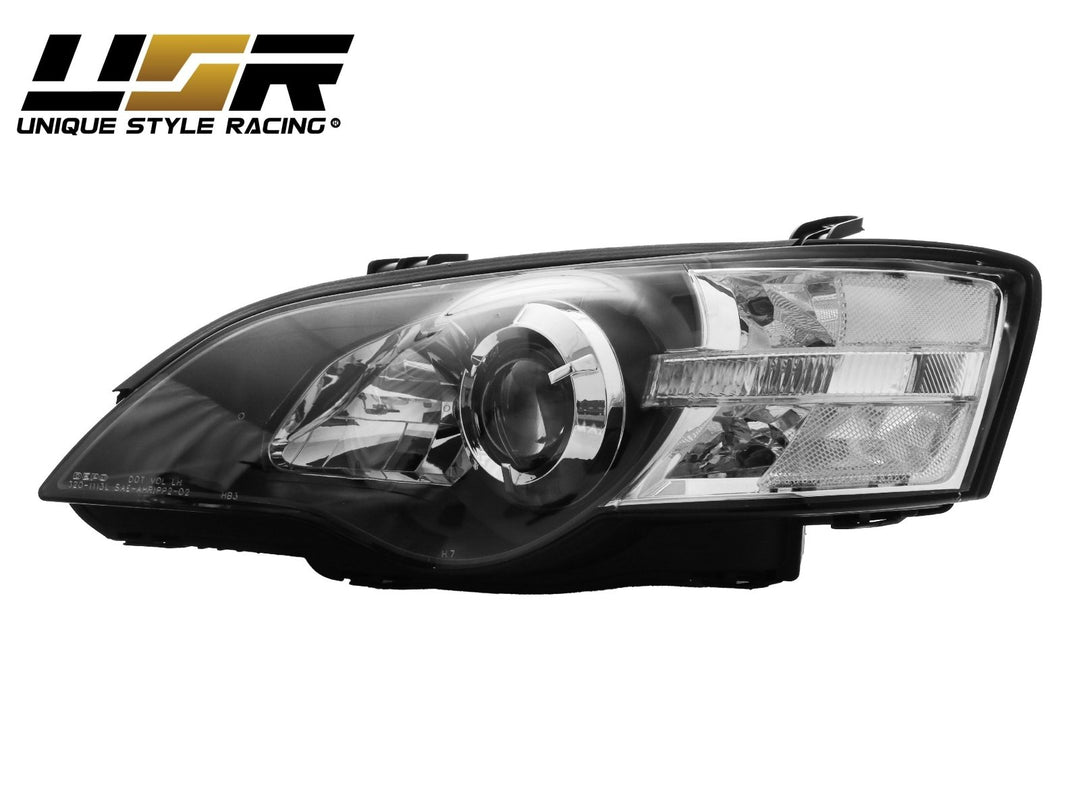 2005 - 2007 Subaru Legacy / Outback JDM Black/Clear Projector Headlights