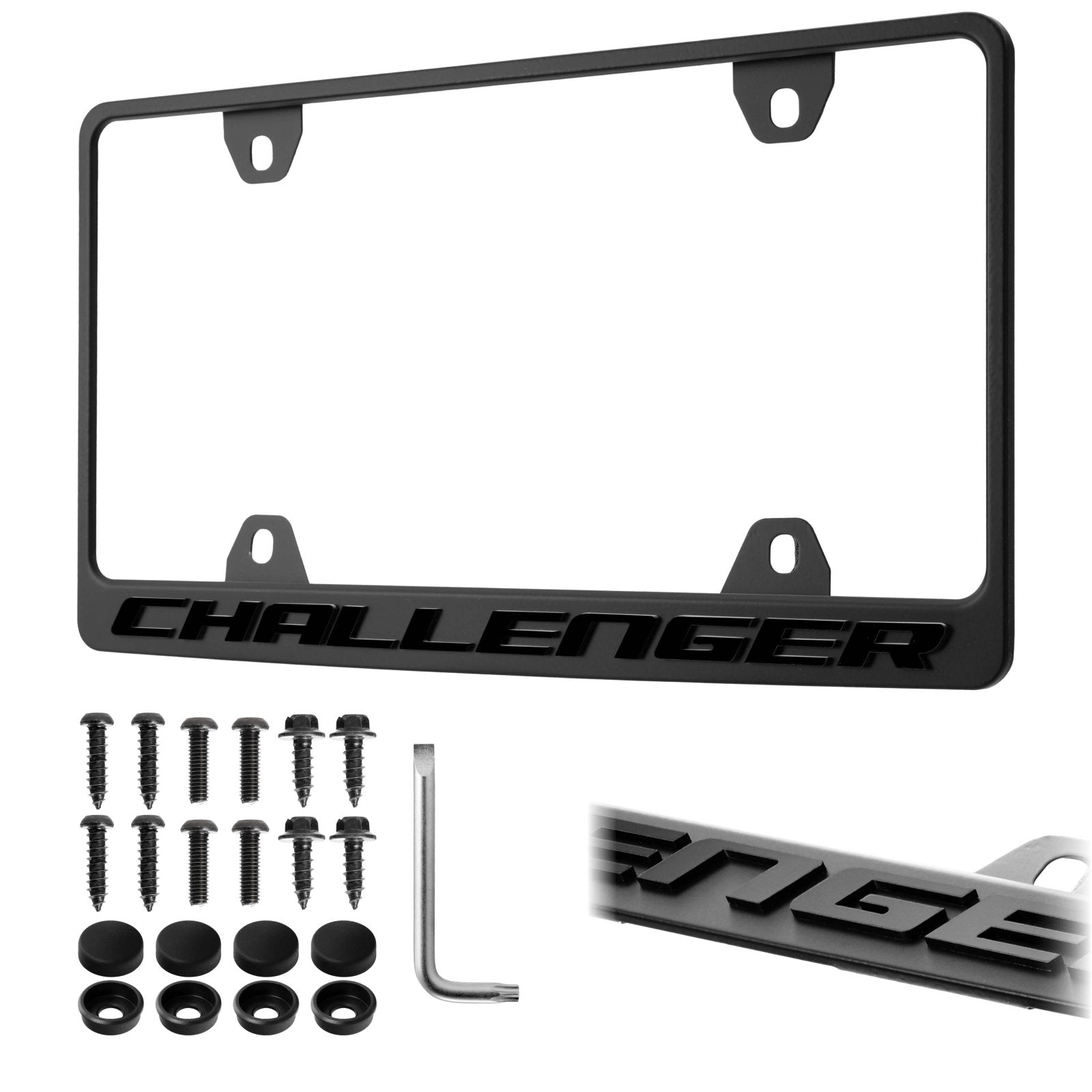 CHALLENGER サインプレート Dodge Challenger Stealth Black Powder Coat License Plate Frame