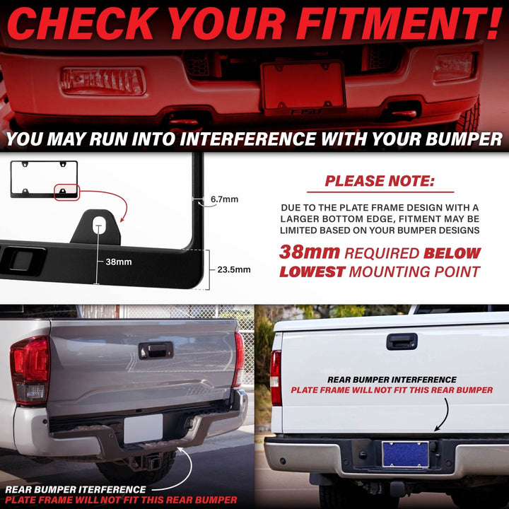 Ford F - 150 Stealth Black Powder Coat License Plate Frame with 3D Raised Letters