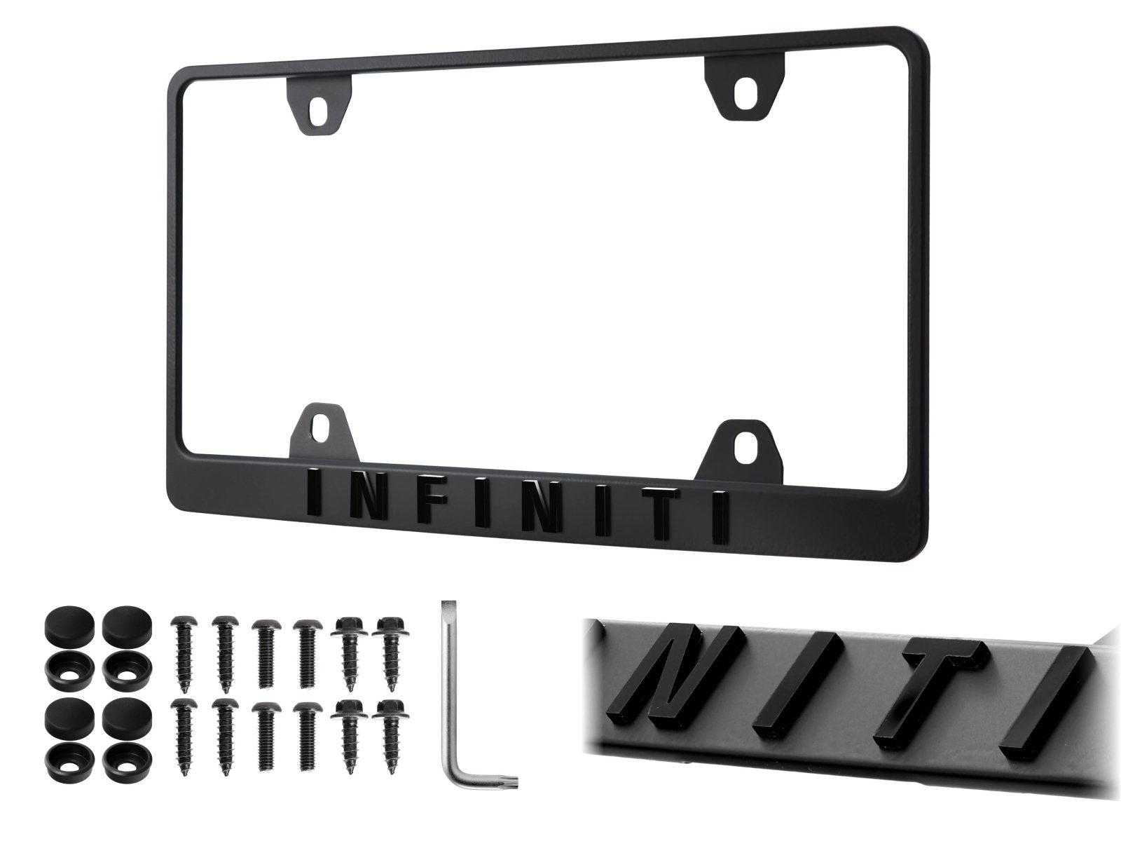 Infiniti Stealth Black Powder Coat License Plate Frame with 3D