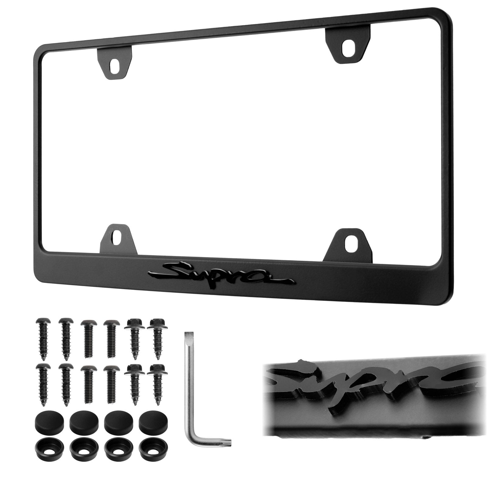Toyota Supra Stealth Black Powder Coat License Plate Frame with 3D