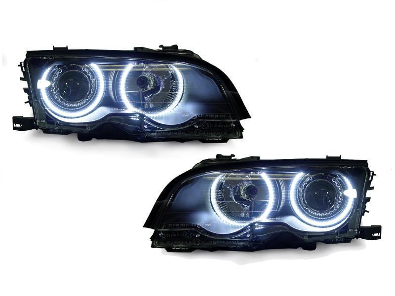 1992 - 2001 BMW 3 Series E46 4D Sedan / 5D Wagon Angel Eye Projector Headlight with Optional UHP LED Halo Rings For Factory Halogen Models
