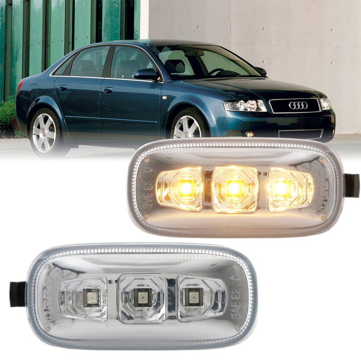 2002 - 2008 Audi A4 S4 B6 B7 / 2006 - 2008 A3 S3 8P / 0211 A6 S6 C5 C6 / 0409 A8 D3 / 0811 TT 8J Crystal Clear or Smoke LED Fender Side Marker Light