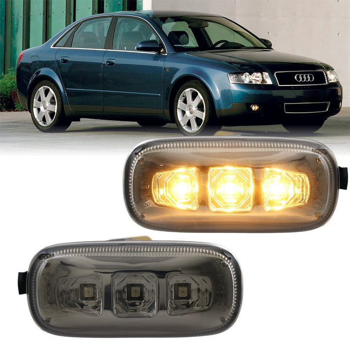 2002 - 2008 Audi A4 S4 B6 B7 / 2006 - 2008 A3 S3 8P / 0211 A6 S6 C5 C6 / 0409 A8 D3 / 0811 TT 8J Crystal Clear or Smoke LED Fender Side Marker Light
