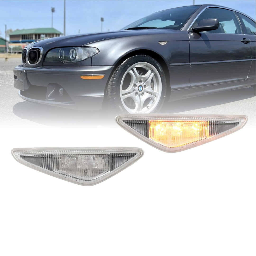 2004-2006 BMW 3 Series E46 2D/Convertible Smoke or Clear LED Fender Side Marker Light
#lens-color_clear-lens-amber-led