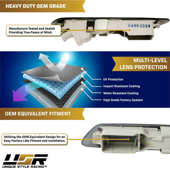 2011 - 2016 BMW 5 Series F10 / F11 Without Park Assist Models Glossy or Matte Black Frame Fender Smoke LED Fender Side Marker Light