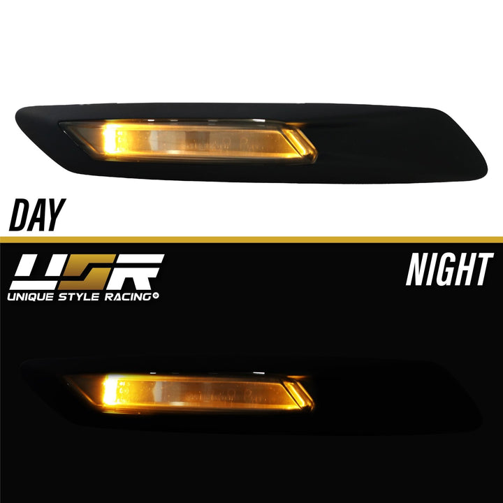 2011 - 2016 BMW 5 Series F10 / F11 Without Park Assist Models Glossy or Matte Black Frame Fender Smoke LED Fender Side Marker Light
