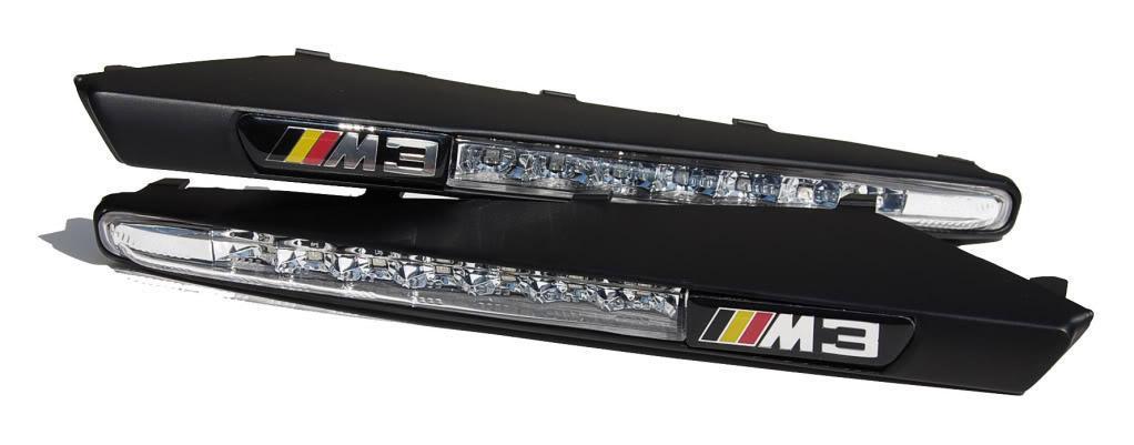 2008 - 2012 BMW 3 Series E90/E92/E93 M3 Clear or Smoke LED Fender Side Grill With Side Marker Light, Optional TriColor / Monochrome Badges