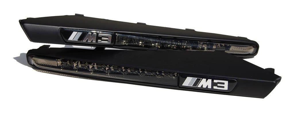 2008 - 2012 BMW 3 Series E90/E92/E93 M3 Clear or Smoke LED Fender Side Grill With Side Marker Light, Optional TriColor / Monochrome Badges