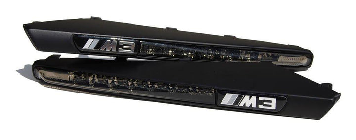 2008 - 2012 BMW 3 Series E90/E92/E93 M3 Clear or Smoke LED Fender Side Grill With Side Marker Light, Optional TriColor / Monochrome Badges