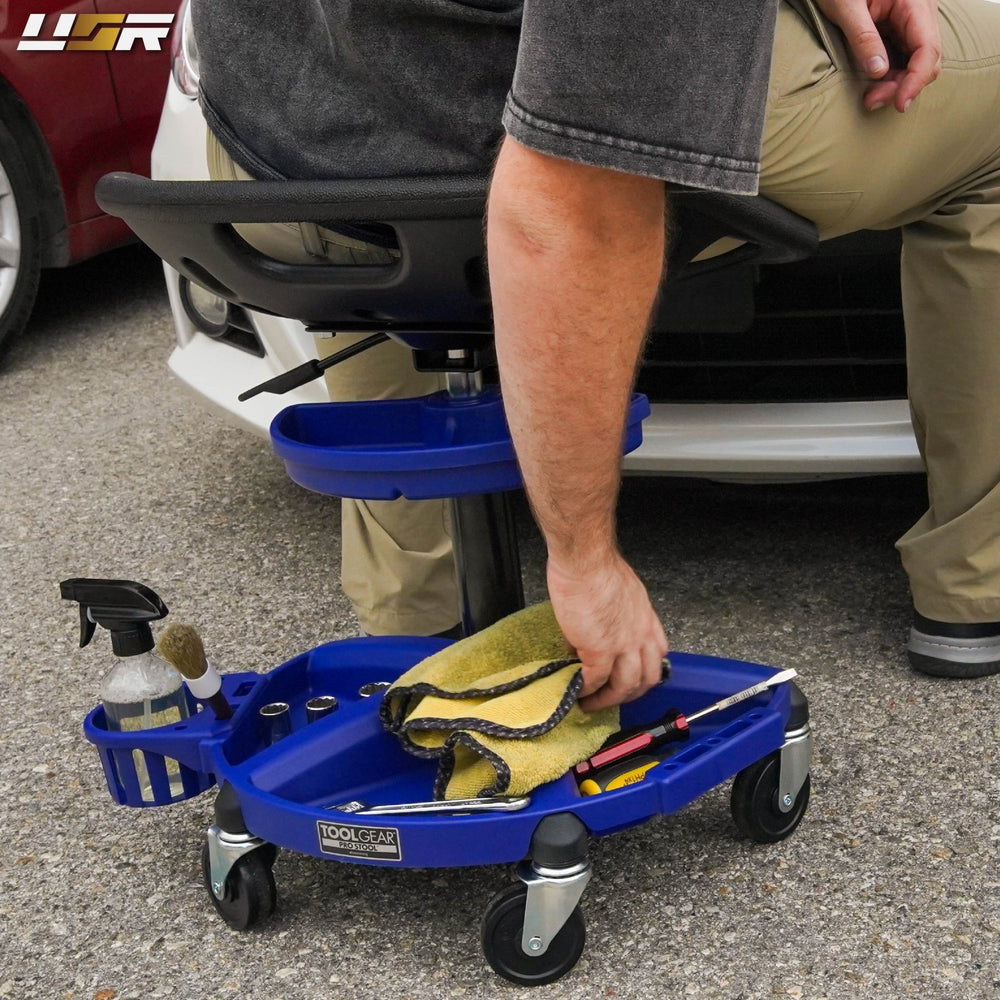 Adjustable Swivel Creeper Garage Seat with Storage Trays
