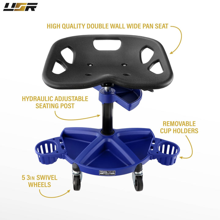 Adjustable Swivel Creeper Garage Seat with Storage Trays