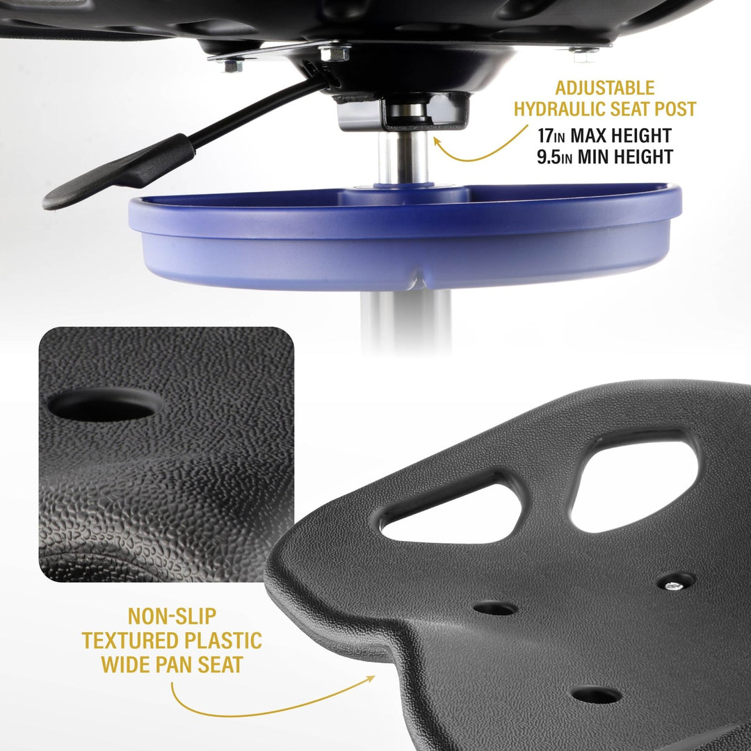 Adjustable Swivel Creeper Garage Seat with Storage Trays