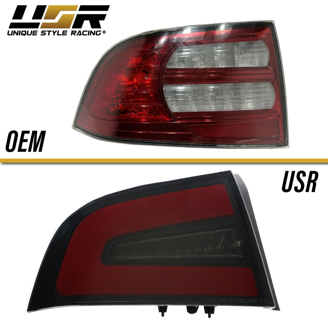 2004 - 2008 Acura TL NSX Style Black Housing Smoke Lens Red Diffuser LED Light Bar Tail Light