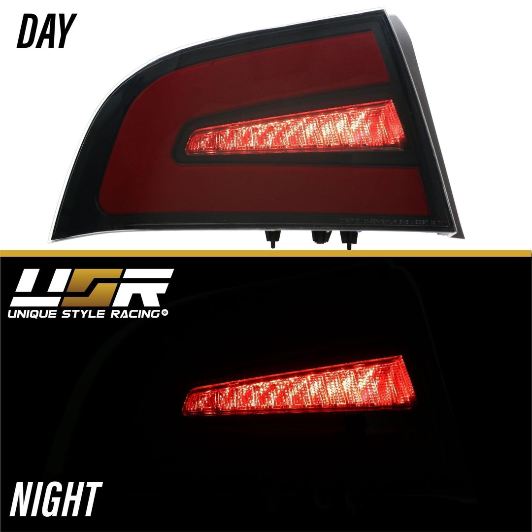 2004 - 2008 Acura TL NSX Style Black Housing Smoke Lens Red Diffuser LED Light Bar Tail Light