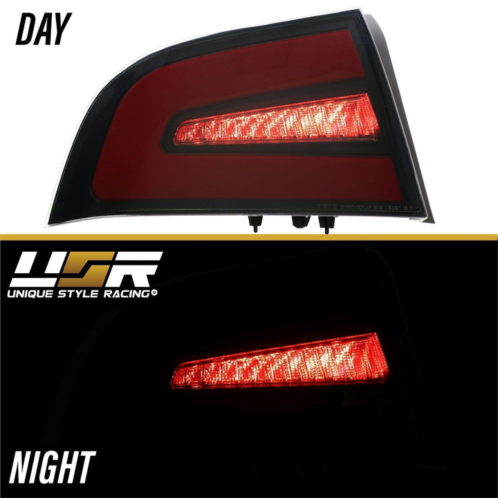 2004 - 2008 Acura TL NSX Style Black Housing Smoke Lens Red Diffuser LED Light Bar Tail Light