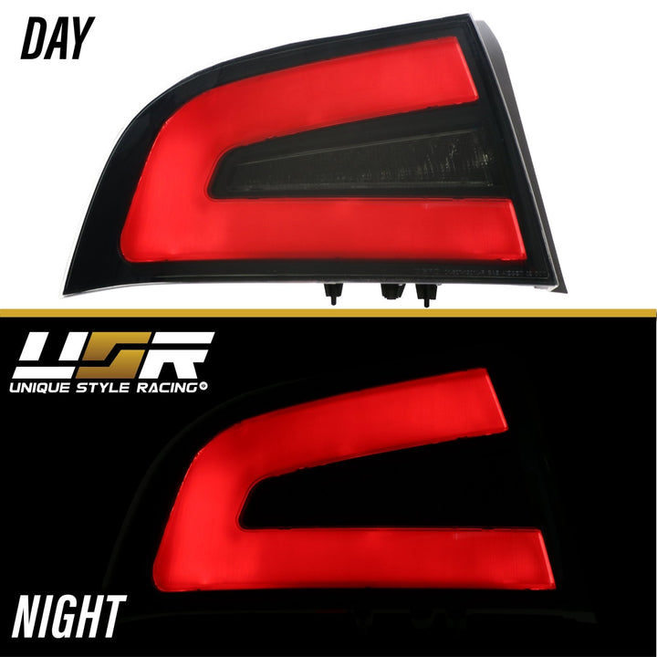 2004 - 2008 Acura TL NSX Style Black Housing Smoke Lens Red Diffuser LED Light Bar Tail Light