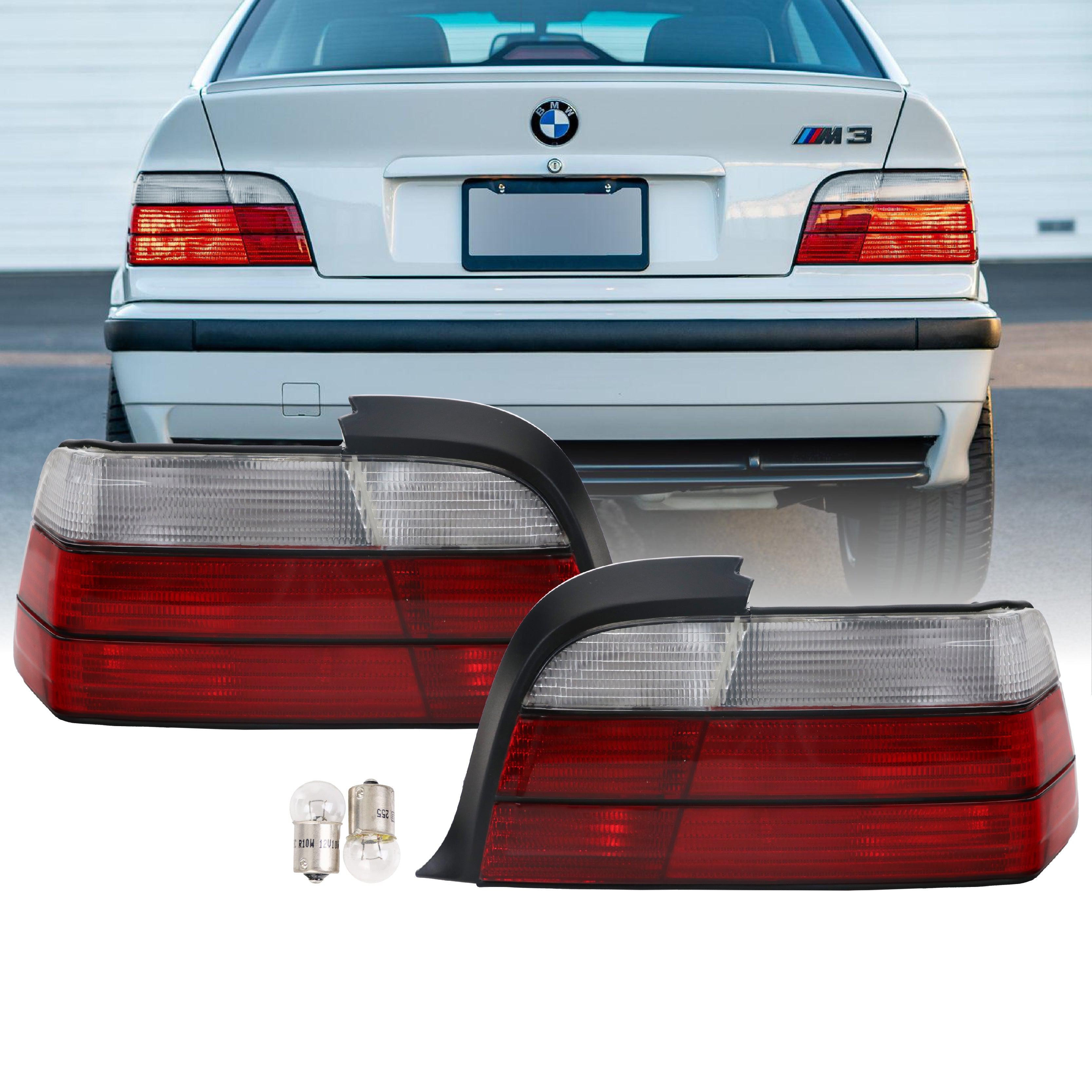 BMW E36 Sedan Saloon Tail Lights 92-99 | Smoked Black Euro Housing, Clear Lens
